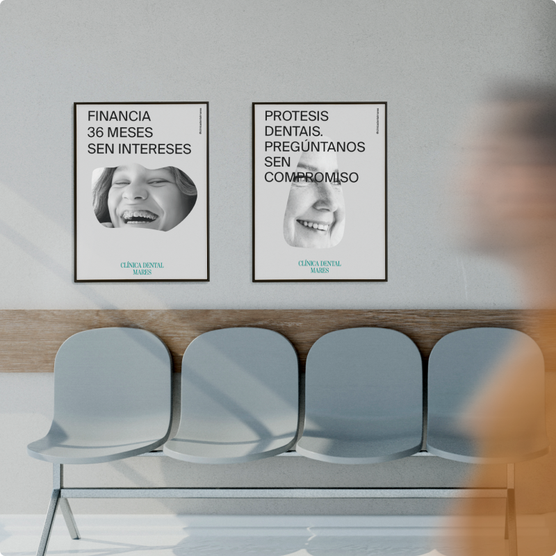 carteles informativos brand clinica dental mares logo